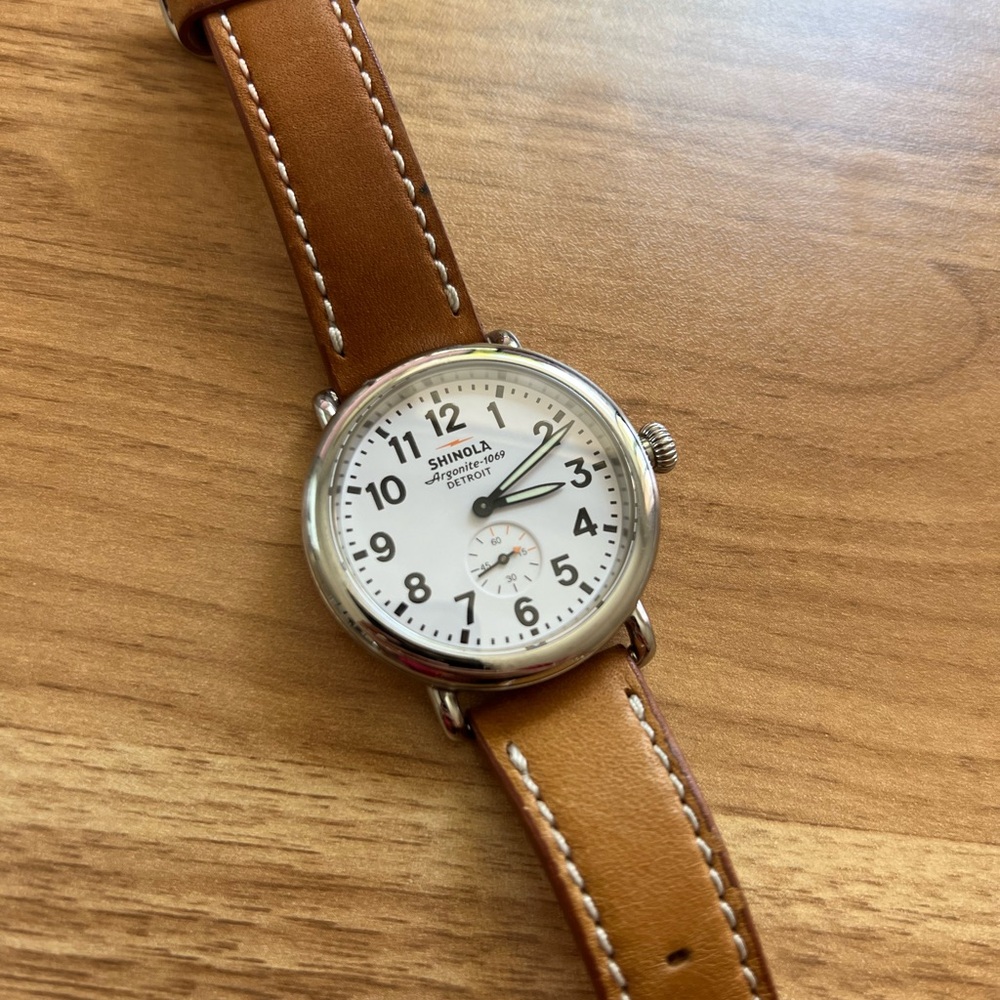 Shinola Brown and Silver Runwell Watch 41mm